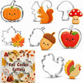 Fall Thanksgiving Cookie Cutters - 7PCS Stainless Steel Biscuit Molds | Fall Party Favors Decorations Kit Shaped in Pumpkin Acorn Turkey Fall Leaves | Fall Decor Food Baking Supplies for Kitchen