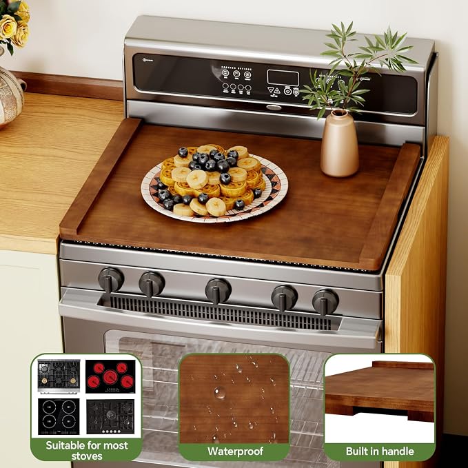 Noodle Board Stove Cover, Stove Top Covers for Electric 30"L X 22"W, Stove Top Covers for Gas Burners, Sink Cover for Counter Space, Durable Easy Clean Countertop, Farmhouse Decor Tray