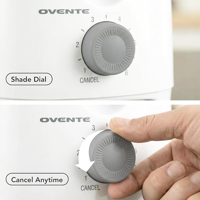 OVENTE Electric 2 Slice Toaster Machine 6-Shade Setting, White TP2210WGY | Compact Design and Removable Crumb Tray, 700W Power Perfect for Toasting Bread, Thin Bagels and Waffles