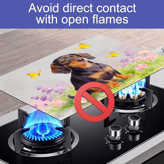 HOMETITUTE Spring Stove Top Cover 28x20 Dachshund Meadow Heat Resistant