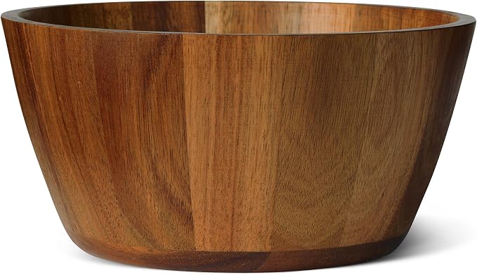 Amazon Basics Wooden Salad Bowl, Acacia Wood, 10 in., Family Size Serving Bowl for Gatherings and Everyday Meals