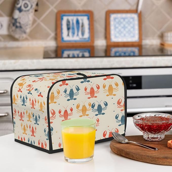 4 Slice Toaster Cover Colorful Lobster Toaster Covers Four Slice Wide Slot Waterproof and Dustproof Covers for Wide Slot Toasters and Small Appliances Kitchen Decor Gifts