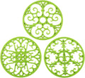 Silicone Trivet Mat - Non-Slip & Heat Resistant Kitchen Hot Pads for Countertops & Table - Kitchen Trivets for Hot Dishes & Cookware - Hot Pot Holder for Pots & Pans - Green,Set of 3