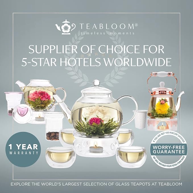Teabloom Kyoto 2-in-1 Tea Kettle/Tea Maker – Heatproof Glass Teapot with Removable Loose Tea Filter – Tea Connoisseur's Choice