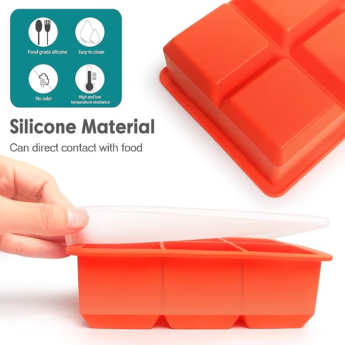 Excnorm Ice Cube Trays 3 Pack - Large Size Silicone Molds with Removable Lids Reusable and BPA Free for Whiskey, Cocktail, Stackable Flexible Safe Dark Blue