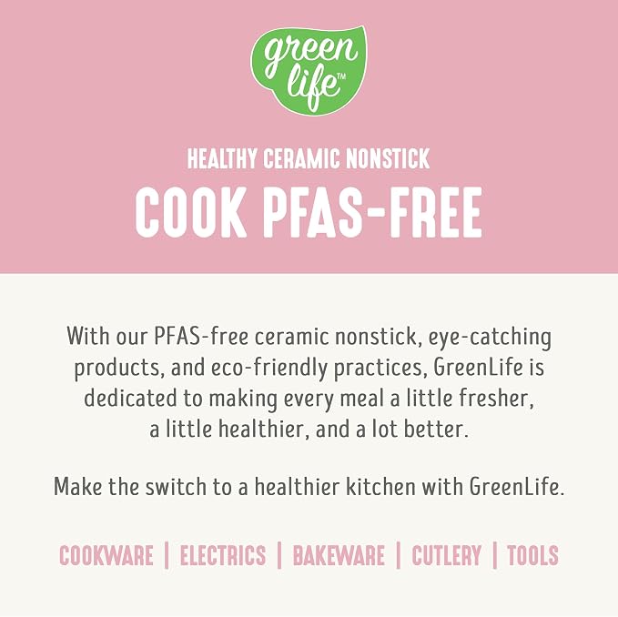 GreenLife Non Stick Fry Pan Set (7" & 10"), Non-Toxic PFAS-Free Ceramic Skillets, Dishwasher & Oven Safe, Egg Omelet Frying Pans, Stay- Cool Handles, Kitchen Home Cooking Essentials, Pink