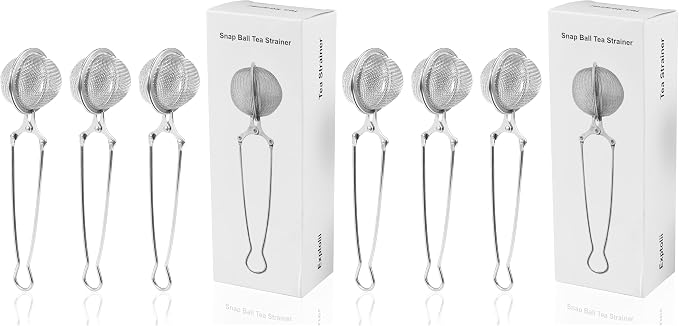 Snap Ball Tea Strainer, Exptolii 6 Pack Stainless Steel Tea Infuser Filter with Handle for Loose Leaf Tea, Spices, Seasonings