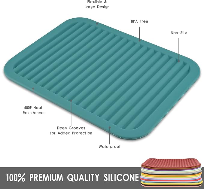 Purple Silicone Trivets Mats for Hot Dishes and Hot Pots, Hot Pads for Countertops, Tables Pot Holders Spoon Rest Small Drying Mats Set of 2