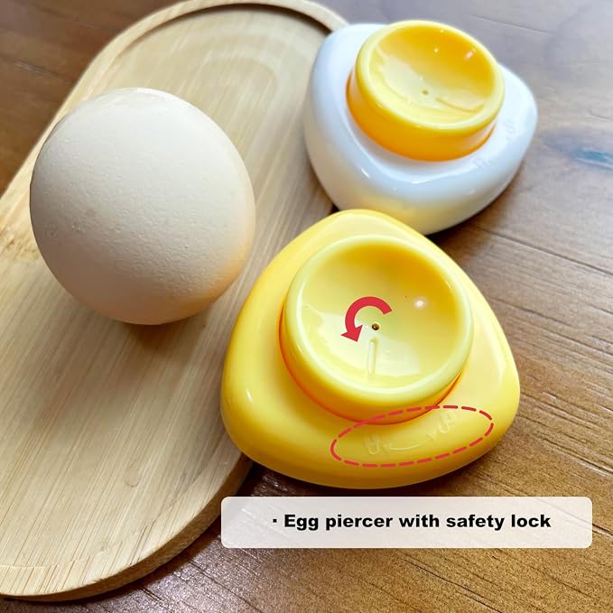 Jawbush Magnetic Egg Piercer for Hard Boiled Eggs - BPA-Free Plastic Egg Hole Puncher with Safety Lock - Prevent Shell Cracking & Easy Peeling Gadget for Meal Prep, Keto & Bento Box