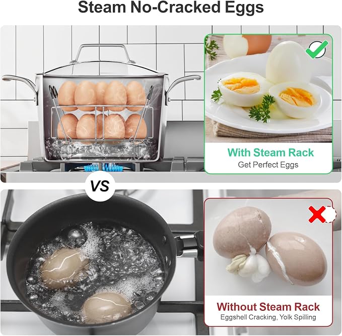 Instant Pot Egg Rack - Stackable 18 Egg Steamer, for 6/8 Qt Cooker | Stackable 18 Egg Capacity, Silicone Handles, 304 Stainless Steel, Easy Lift for 6/8 Qt Pressure Cooker, Dishwasher Safe
