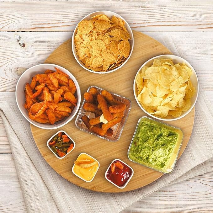20 Inch Extra Large Bamboo Wood Lazy Susan Turntable for Dining Table Top | 100% solid bamboo top and base with smooth 360 rotation to easily share dishes, condiments, and snacks at the table