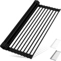 HANZENMA Roll Up Dish Drying Rack Over The Sink Kitchen Roll Up Sink Drying Rack Multipurpose Foldable Sin Drying Mat, Heat-Resistant, Anti-Slip & Anti-Rust Dish Rack for Kitchen, 20.5" x 13", Black
