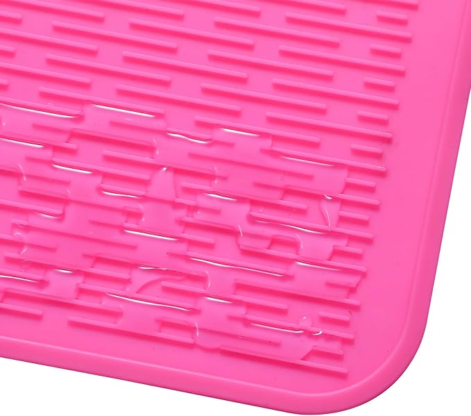 MicoYang Silicone Dish Drying Mat for Multiple Usage,Easy clean,Eco-friendly,Heat-resistant Silicone Mat for Kitchen Counter or Sink,Refrigerator or Drawer Liner Rose 4XL 32 inches x 18 inches