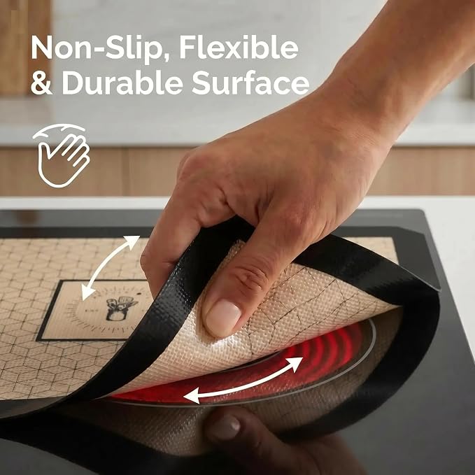 Induction Cooktop Mats - Silicone Stove Cover, Stove Protector, Set of 5 | Scratch Protector for Magnetic Stove, Non-Slip Pads for Pots and Pans, Induction Stove Mat for Spills and Scratches