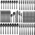 Pleafind 48-Pieces Black Silverware Sets for 8, Flatware Set with Steak Knives, Stainless Steel Cutlery Set, Include Forks Spoons and Knives Set, Dishwasher Safe Utensil Sets for Home Restaurant