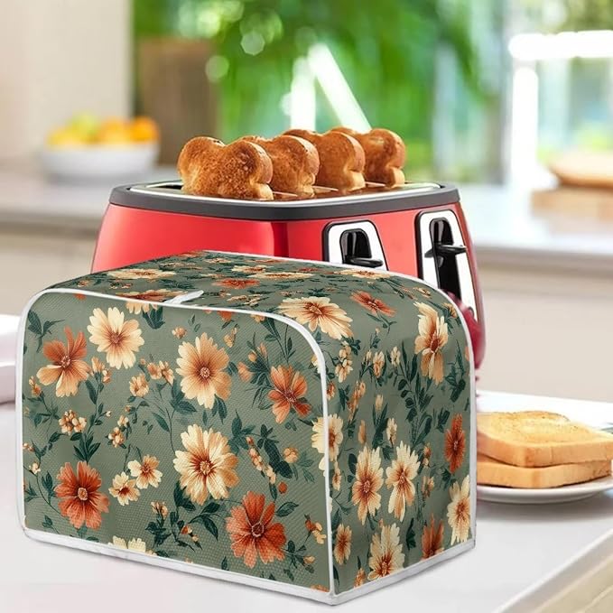 Hippie Flower Print Toaster 2 Slice Cover Dust-proof & Anti Fingerprint Bread Maker Machine Covers Lightweight Small Kitchen Appliance Covers