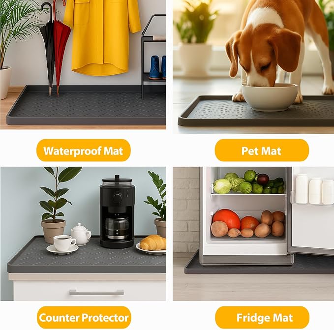 TigeJoy Under Sink Mats for Kitchen Waterproof 19" x 19", Cabinet Liner | Leak-Proof Silicone Mat Sink Protector, Kitchen Essentials Organizer and Storage,Boot or Shoe Tray, Pet Feeding Mat
