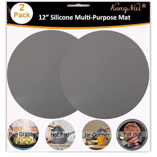 Silicone Baking Mat 12 Inch, Non Stick Microwave Turntable Mat for Kitchen, Multi-Purpose Heat Resistant Oven Mat 2 Pack (Gray)