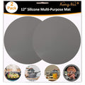 Silicone Baking Mat 12 Inch, Non Stick Microwave Turntable Mat for Kitchen, Multi-Purpose Heat Resistant Oven Mat 2 Pack (Gray)