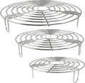 3PCS Round Cooling Racks Stainless Steel | Steaming Baking Rack, Roasting Rack, Fits Air Fryer Stockpot Pressure Cooker, Sizes: 9.25", 8", 6.89"