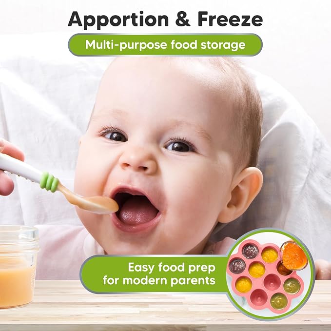 KeaBabies Silicone Food Freezer Trays with Lid, 2oz x 10 Pods (Blossom) | Baby Food Storage Containers, Easy Puree Meal Prep, Breast Milk Silicone Freezer Molds, Dishwasher, Microwave Safe, BPA-Free