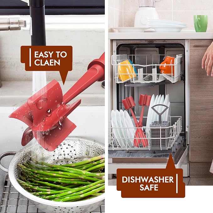 Upgrade Meat Chopper, Heat Resistant Meat Masher for Hamburger Meat, Ground Beef Smasher, Nylon Hamburger Chopper Utensil, Ground Non Stick Mix Chopper, Mix and Chop, Potato Masher Tool（Red） | Premium Heat Resistant Meat Masher, Nylon Potato Mashers Be...