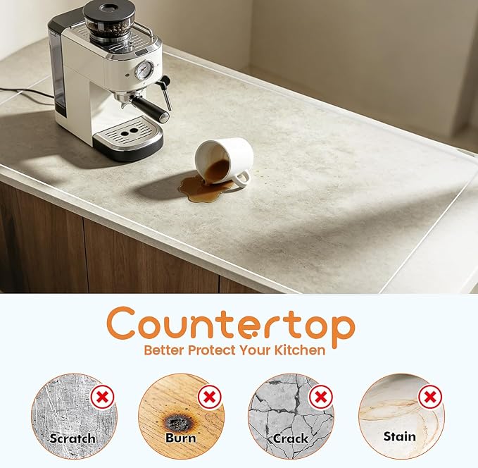 Clear Silicone Mats for Kitchen Counter Protection, 23.6 x 15.7in | Silicone heat resistant mat for kitchen counter, easy to clean, non-slip, transparent kitchen countertop protector mat