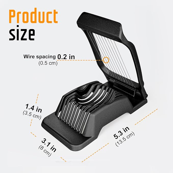 Multipurpose Heavy Duty Aluminium Egg Slicer, Stainless Steel Wire, Black | Not Dishwasher Safe, Rust Resistant, Egg Cutter for Hard Boiled Eggs, Soft Food and Soft Fruit, Salads, Butter, Cheese, Spam