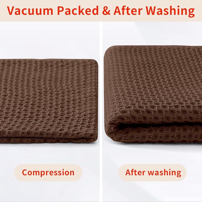 Homaxy 100% Cotton Waffle Weave Kitchen Dish Cloths 24-Pack, Coffee | 12 x 12 Inches, Ultra Soft Absorbent Dish Towels, Quick Drying Dish Rags with Hanging Loop