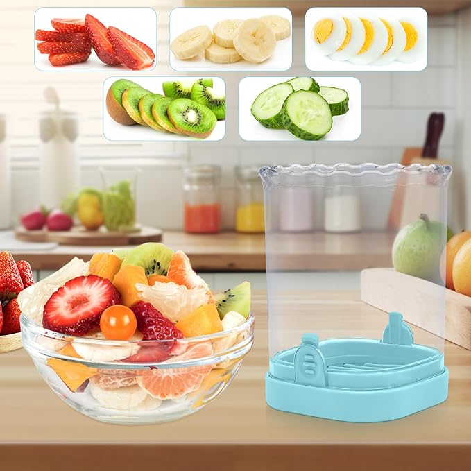 Fruit Slicer Cup: Strawberry Slicer, Strawberries Cutter Cup, Speed Cutter for Banana Grape Egg Kitchen Portable Slicing Tool(Light Blue)