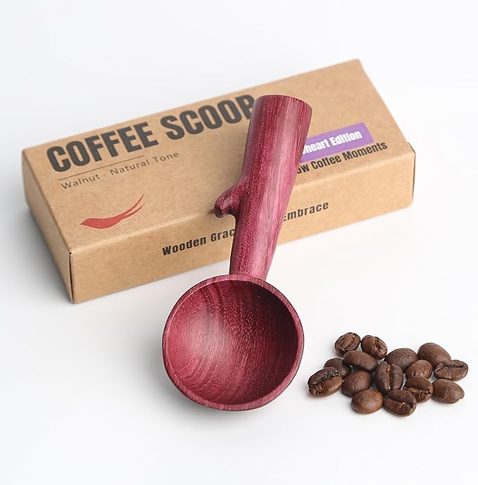Purpleheart Coffee Scoop,Wooden Coffee Bean Measuring Spoon,5g Capacity,Natural Wood Coffee Scoop for Tea,Sugar & Powder,Rustic Kitchen Gift for Coffee Lovers