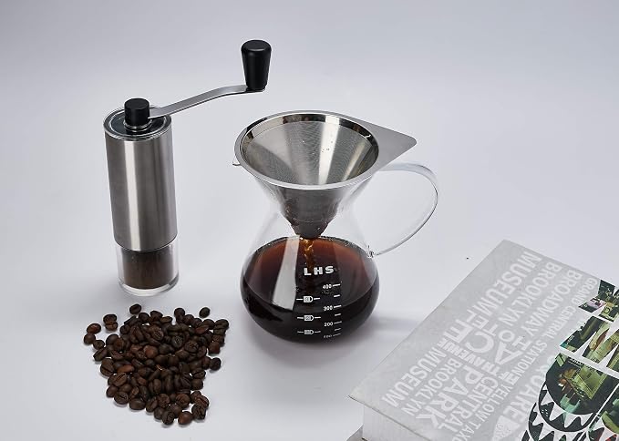 Coffee Grinder Stainless Steel Construction with Ceramic Conical Burr | Manual Grinding Mill Hand Crank for Drip, Pour Over, Espresso, French Press, Turkish Coffee Brewing