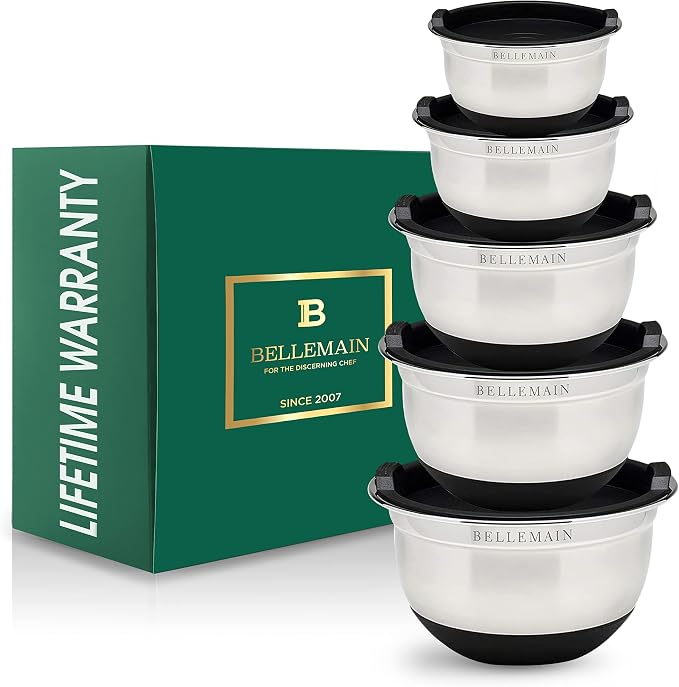 Bellemain Stainless Steel Mixing Bowls with Airtight Lids Set - Set of 5