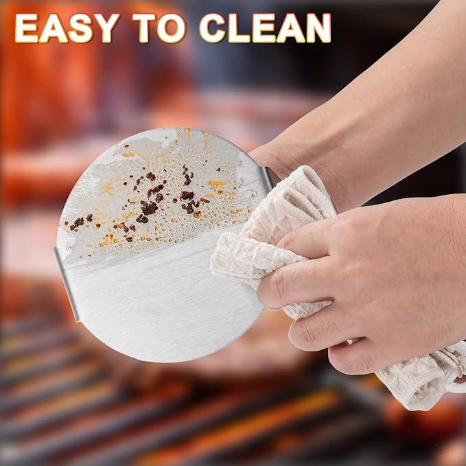 Stainless Steel Burger Press，5.5 Inch Round Smasher，With Anti-Scald Handle | Hamburger Non-Stick Grill Press，Flat Bottom Without Ridges, for Cooking Burgers, Bacon, Ground Beef, Meats, Sausage