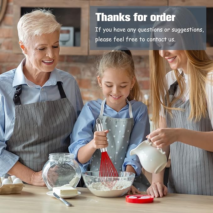 OYV Red Silicone Whisk Set of 3, 8/10/12 Inch, for Cooking Non-Scratch | BPA-Free Silicone, Heat Resistant Up to 480°F, Stainless Steel Core, Dishwasher Safe, Nonstick-Safe