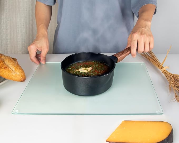 Glass Cutting Board 16"x12": Tempered Glass Kitchen Counter Protector - Durable- Scratch-Resistant, Heat-Proof - Design 6 - Woven Textured Design