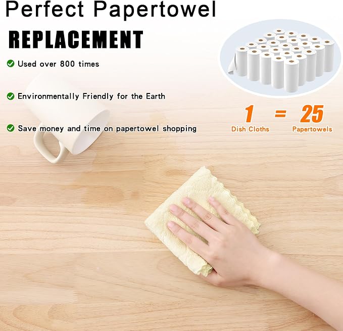 Homaxy 12 Pack Super Soft & Absorbent Dish Cloths, 10" x 10", Cream Yellow | Coral Velvet, Nonstick Oil Fast Drying Microfiber Cleaning Cloth, No Lint Household Dishcloths