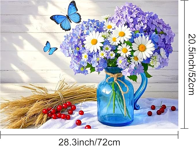 HOMETITUTE Blue Vase Flower Stove Top Cover 28x20 Heat Resistant Mat