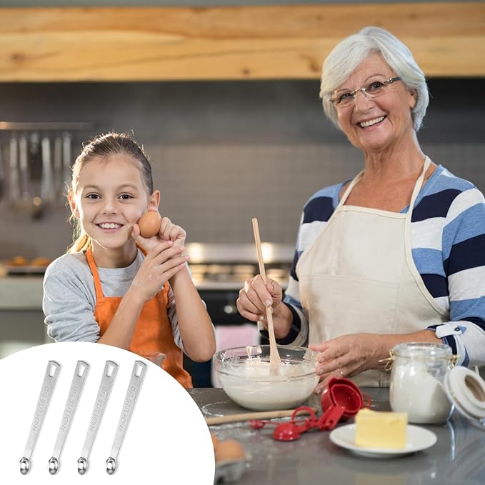 4 PCS 1/16 Teaspoon (1/16 Tsp | 0.33 mL | 0.33 cc) Single Measuring Spoon, Stainless Steel 1/16 Tsp Small Measuring Spoon Mini Measuring Spoons