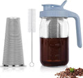 Cold Brew Coffee Maker, 32 oz Mason Jar Pitcher with Stainless Steel Filter, Pour Spout Handle Lid, Heavy Duty Glass Airtight & Leak-Proof for Iced Coffee,Tea & Lemonade