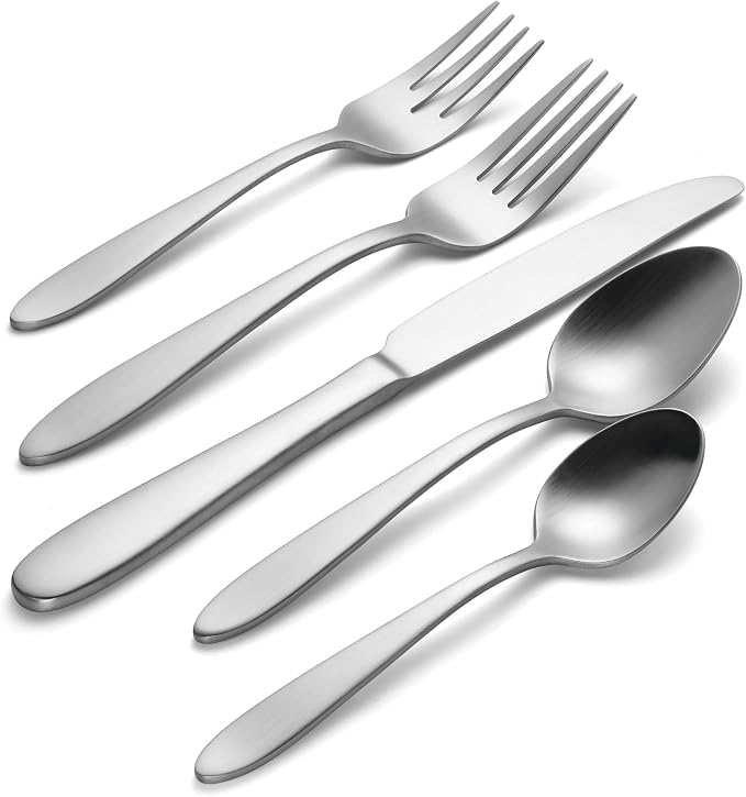 Oneida Mooncrest Satin 20-Piece 18/0 Silverware Set for 4, Flatware | satin finish, dishwasher safe | includes knives, forks, and spoons | heavy duty, cutlery set for kitchen and dining, utensils