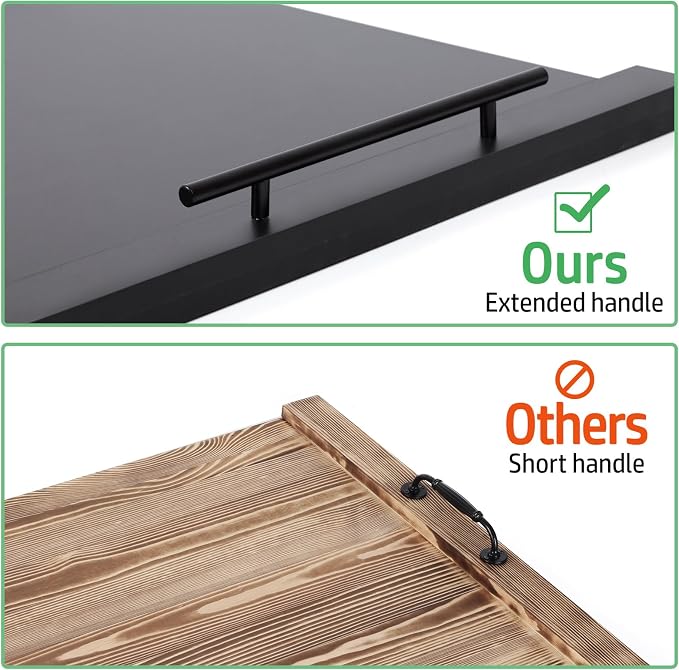 Noodle Board Stove Cover with Extended Handles-Wood Stove Top Covers for Electric Stove Kitchen Sink Cover Serving Tray, Decorative Tray for Kitchen Black (29.92"x22.05")