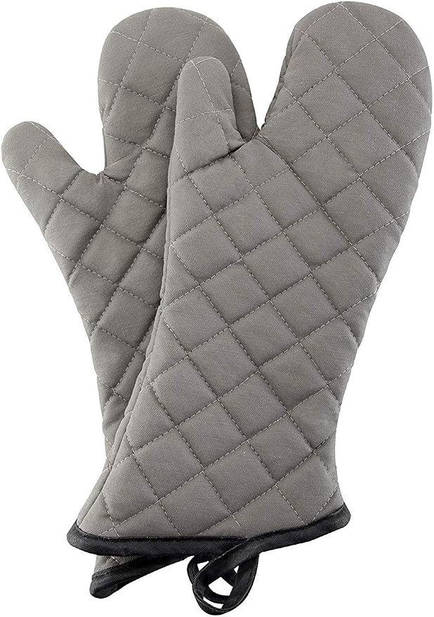 ARCLIBER 15" Terry Oven Mitts 1 Pair Flame Resistant Heat Resistant | Quilted Lining, 1 Pair, Heat Resistant, Classic, Cotton Blend, Cooking, Baking, Grilling, Non-Slip Grip