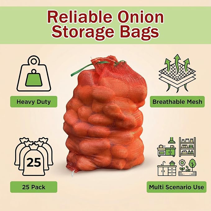 15 Pcs 60 LB Extra Large Mesh Onion Potato Bags,31'' x 20'' Reusable Drawstring Produce Storage Bags,Washable Net Bag for Vegetables Onions Potatoes Citrus Crawfish Firewood