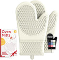 Kitsure Silicone Oven Mitts, Set of 2, Heat Resistant, Oven Gloves with Soft Lining, Non-Slip Kitchen Essentials, Kitchen Gadgets, Apartment Essentials, Great Gift for Cooking, Baking, Beige | 2 Pack Oven Gloves with Soft Lining, Non-Slip and Heat Resi...