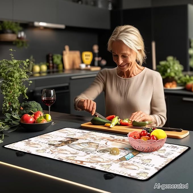 Love Coffee Stove Top Covers for Electric Stove 30x21 Inch Universal Stove Top Pad Heat Resistant Silicone Stove Mat Soft Polyester Oil & Heat Resistant Protector
