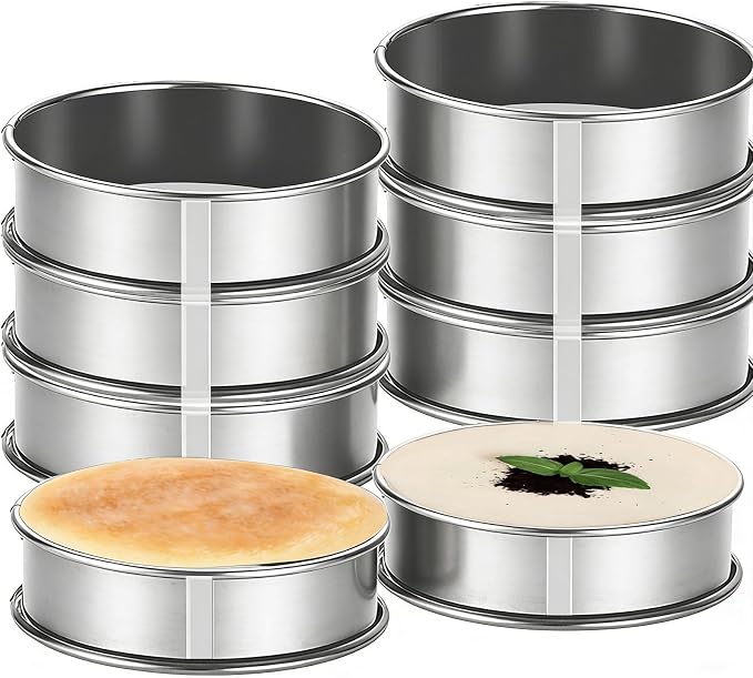 8-Pieces English Muffin Rings 4 Inch Crumpet Rings Stainless Steel Double Rolled Nonstick Metal Round Tart Ring Molds for Cookie Cooking Baking