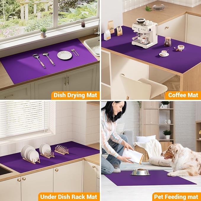 Silicone Protector Mat 47x24 Inch,Purple | 1.3mm silicone mat, heat resistant, non-slip & waterproof. Ideal for baking, painting, resin, welding and table protection.