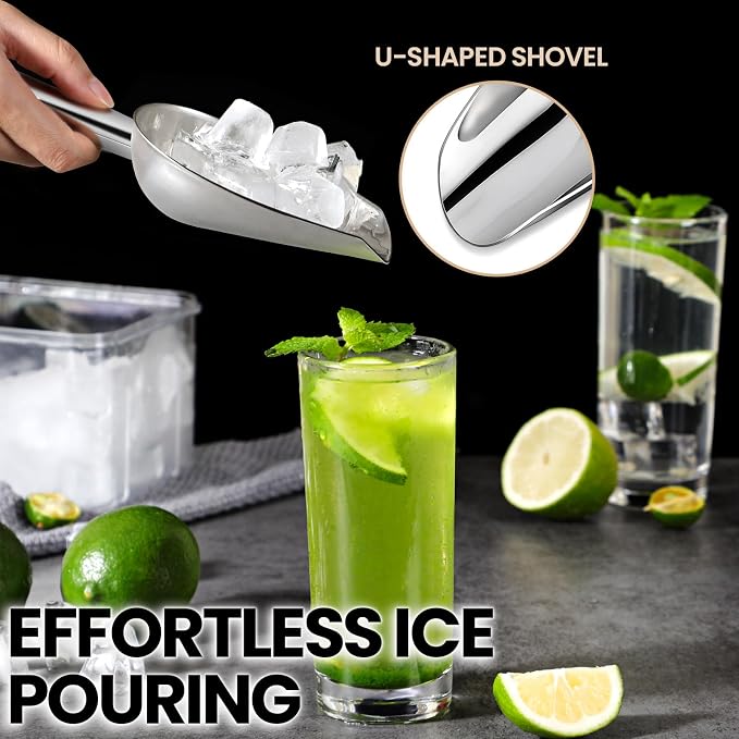 OLESBUR Premium 6oz Ice Scoop for Freezer - Multipurpose Metal Ice Scoop for Ice Machine - Stainless Steel Small Ice Scooper for Ice Bucket - Kitchen Gadgets Cookie Flour Pet Dog Food Scoop