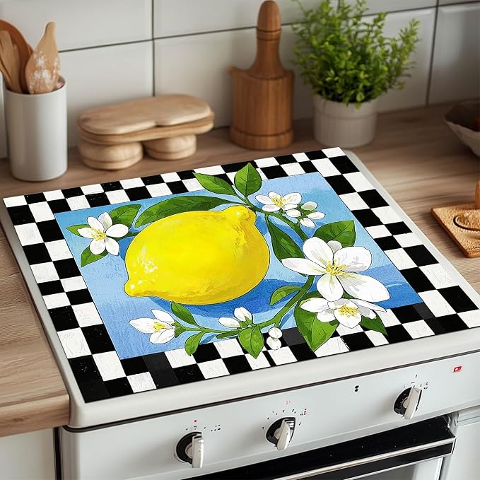 HOMETITUTE Lemon Blossom Stove Top Cover 28x20 Diatomite Mat